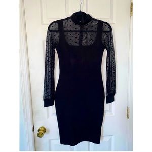 Polka Dot Mesh Midi Dress